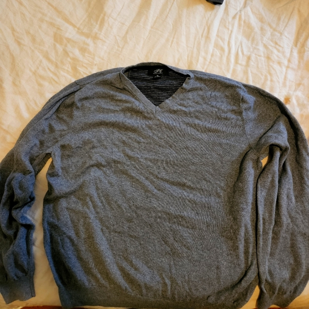 Foxcroft V Neck Sweater, Cashmere blend, XL